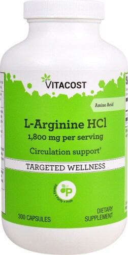 Vitacost L-Arginine HCl Targeted Wellness Capsules 1800mg Perspective: front
