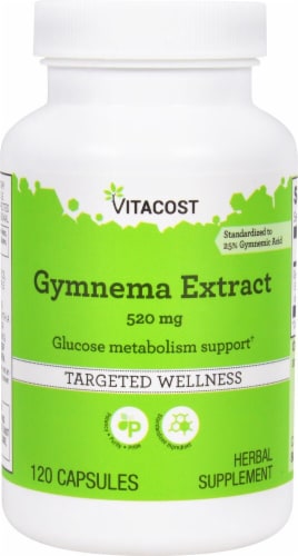 Vitacost Gymnema Extract Targeted Wellness Capsules 520mg Perspective: front