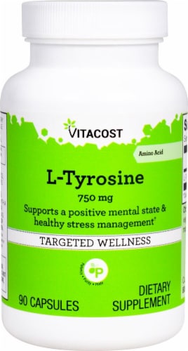Vitacost L-Tyrosine Dietary Supplement 750mg Perspective: front