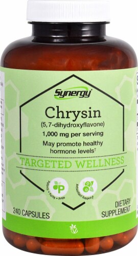 Vitacost Synergy Chrysin Dietary Supplement Capsules 1000mg Perspective: front