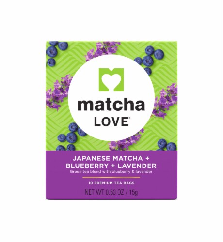 Matcha Love® Japanese Matcha Blueberry Lavender Tea Bags Perspective: front