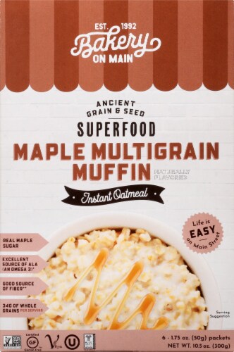 Bakery on Main Gluten Free Maple Multigrain Muffin Instant Oatmeal Perspective: front