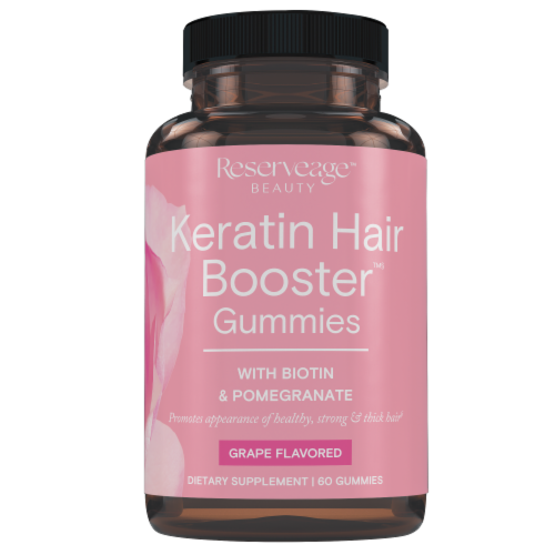 Reserveage Beauty Grape Keratin Hair Booster Gummies Perspective: front