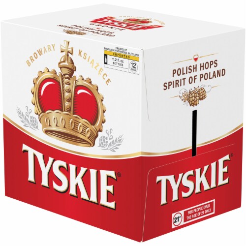 Tyskie® Gronie Import Polish Pale Lager Beer Perspective: front