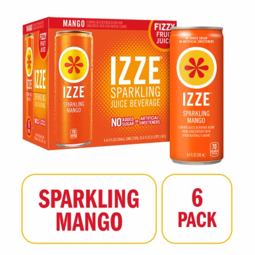 IZZE No Sugar Added Mango Sparkling Juice Beverage Blend Perspective: front