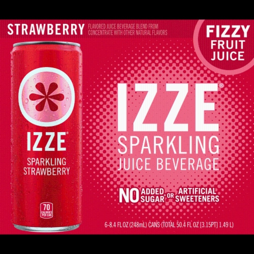 IZZE No Sugar Added Strawberry Sparkling Juice Beverage Blend Perspective: front