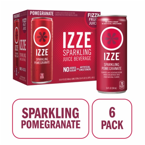 IZZE No Sugar Added Pomegranate Sparkling Juice Beverage Blend Perspective: front