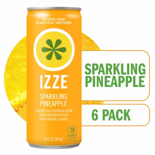 IZZE No Sugar Added Pineapple Sparkling Juice Beverage Blend Perspective: front