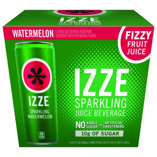 Izze® Sparkling Watermelon Juice Can Pack Perspective: front