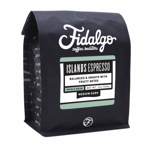 Islands Espresso, Whole Bean, 12oz bag Perspective: front