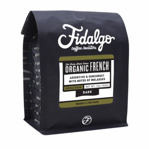 Fidalgo, Dark Organic French, Whole Bean, Coffee Perspective: front