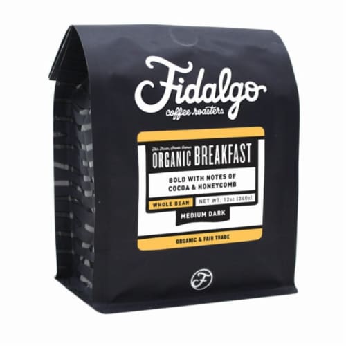 Organic Breakfast Blend, Whole Bean, 12oz bag Perspective: front
