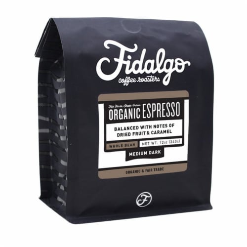 Fidalgo Medium Dark Whole Bean Organic Espresso Perspective: front