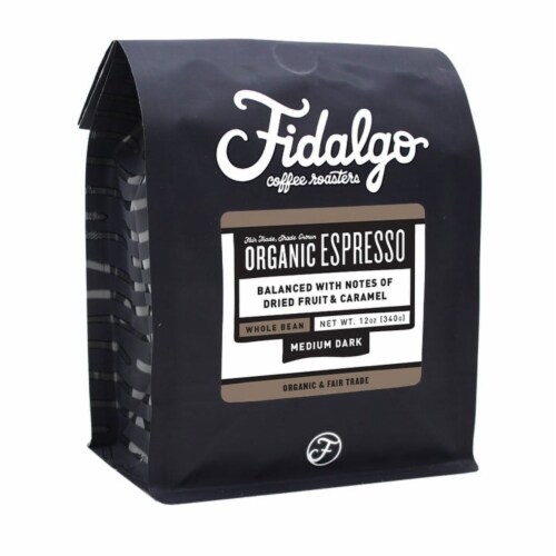 Fidalgo Coffee Roasters Espresso Medium Dark Roast Organic Whole Bean Coffee Perspective: front