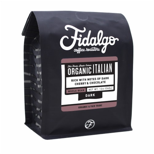 Organic Italian, Whole Bean, 12oz bag Perspective: front