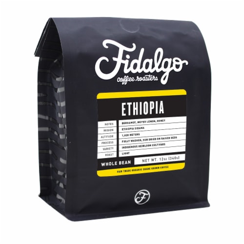Fidalgo Organic Ethiopia, Whole Bean, 12oz bag Perspective: front