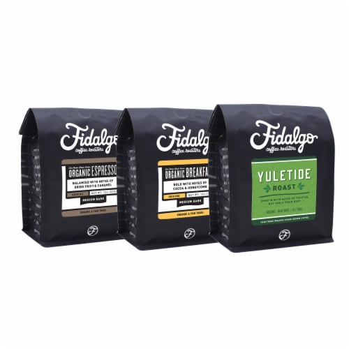 Fidalgo Coffee Value Pack #3 Organic Variety Pack,12-oz Whole Bean, 3 pack Perspective: front