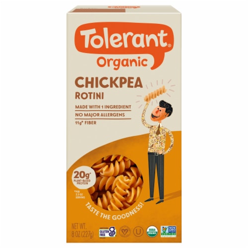 Tolerant Balanced Blend Organic Chickpea Rotini Pasta Perspective: front