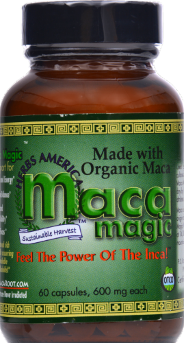 Maca Magic Organic Express Energy Capsules 600mg Perspective: front