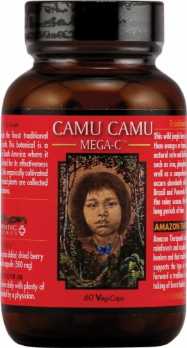 Amazon Therapeutic Labs Camu Camu Mega C Vegetarian Capsules 500mg Perspective: front