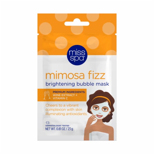 Miss Spa Mimosa Fizz Brightening Bubble Sheet Mask Perspective: front