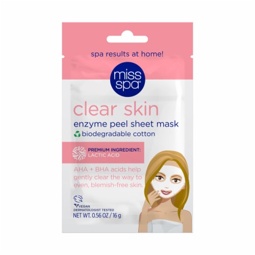 Miss Spa Clear Skin Biodegradable Cotton Facial Sheet Mask Perspective: front