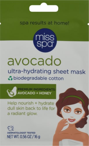 Miss Spa® Avocado Biodegradable Facial Sheet Mask Perspective: front