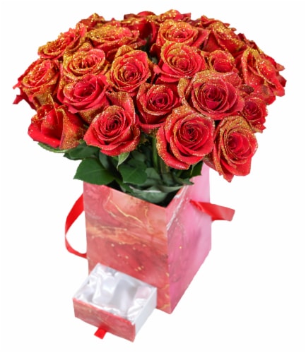 Mother's Day Dazzling Rose Fresh Flower Gift Box Perspective: front