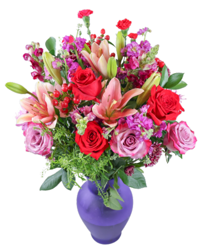 Mother's Day Regal Rose Fresh Flower Arrangement in Vase Perspective: front