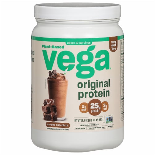 Vega® Original Creamy Chocolate Plant-Based Protein Powder Perspective: front
