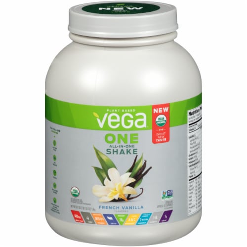 Vega One Organic All-In-One French Vanilla Shake Drink Mix Perspective: front