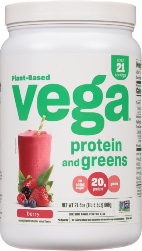 Vega™ Protein & Greens Plant-Based Berry Flavored Drink Mix Powder Perspective: front