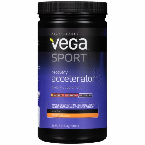 Vega Sport Plant-Based Recovery Accelerator Tropical Powder Perspective: front