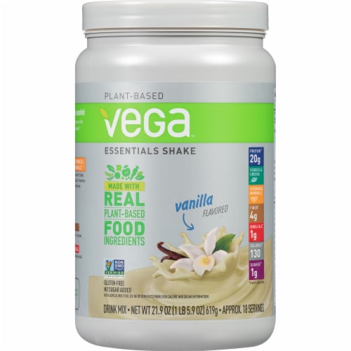 Vega™ Essentials Shake Plant-Based Vanilla Protein Powder Drink Mix Perspective: front
