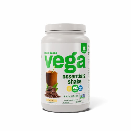 Vega Essentials Shake Plant-Based Mocha Protein Drink Mix Powder Perspective: front