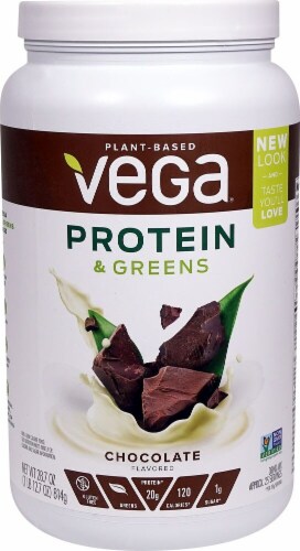 Vega Protein & Greens Chocolate Drink Mix Perspective: front