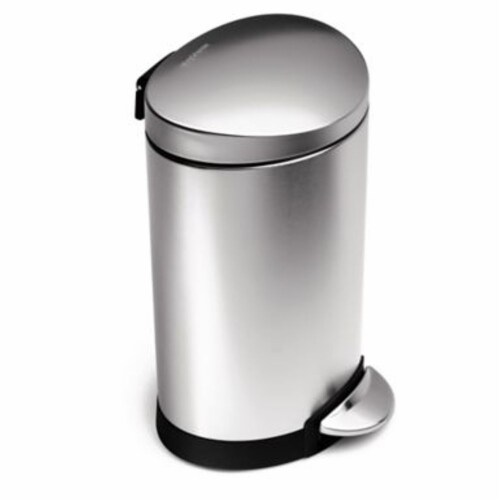 45-Liter Fingerprint-Proof Brushed Stainless Steel Semi-Round Metal  Household Trash Can