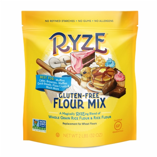 Ryze Whole Grain Rice Flour and Rice Flour Gluten-Free Flour Mix Perspective: front