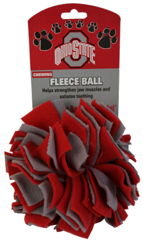 Ohio State University Fleece Ball Dog Toy Perspective: front