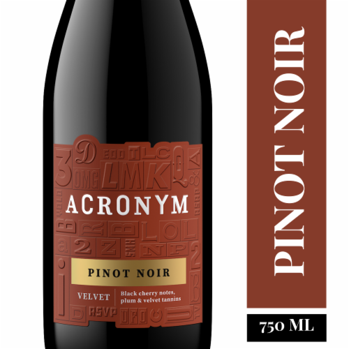 Acronym VELVET Pinot Noir Red California Wine Perspective: front