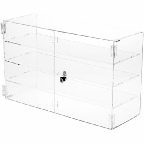 Plymor Clear Acrylic Rectangular Locking Display Case, 3 Shelves, 13 H