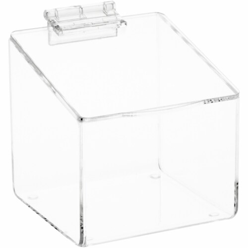 Plymor Clear Acrylic Display Case Box With Angled Top & Hinged Lid, 4 x