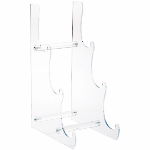 Plymor Clear Acrylic 3-Tier Display Easel, 15.75 H x 6.5 W x 10.125 D (For 10 -12 Plates) Perspective: front