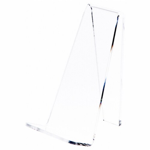 Plymor Clear Acrylic Book Easel with 1.25 Flat Ledge, 2.375 W x 3.25 D x 4 H (12 Pack) Perspective: front