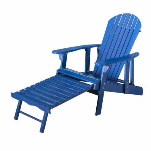 Noble House Hayle Reclining Wood Adirondack Chair in Navy Blue (Set of 2) Perspective: front