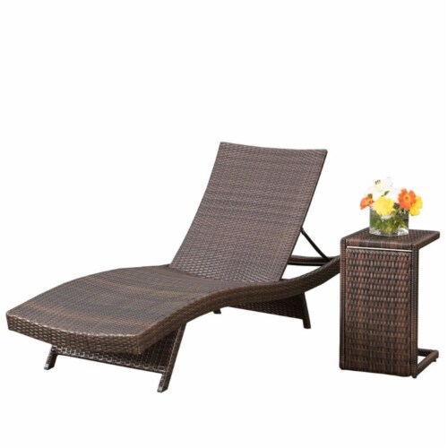 Noble House Salem 2 Piece Outdoor Wicker Chaise Lounge Set in Brown, 1
