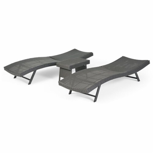 Noble House Kauai Outdoor 3Pc Wicker Chaise Lounge Set Grey, 1 Ralphs