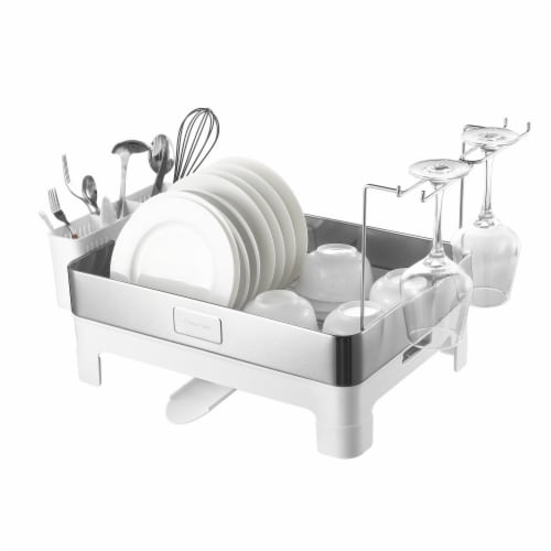 HAPPIMESS Stainless Steel Dish Drying Rack with Tray and Wine Glass Holder 20.5 x 13.5 x 14.5 Mariano s