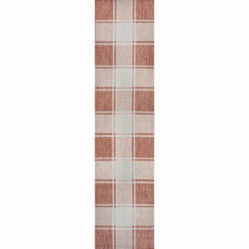Sabine Traditional Farmhouse Bold Gingham Indoor/Outdoor Area Rug Perspective: front