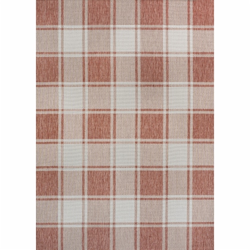 Sabine Traditional Farmhouse Bold Gingham Indoor/Outdoor Area Rug Perspective: front